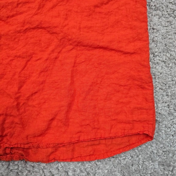 Saiph Top Womens 2X Orange Linen Short Sleeve Pullover Peasant Boho‎ Italy - Picture 2 of 10